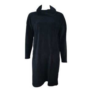Purejill J Jill Sweater Dress Womens Size Large Petite Black Corduroy Turtleneck